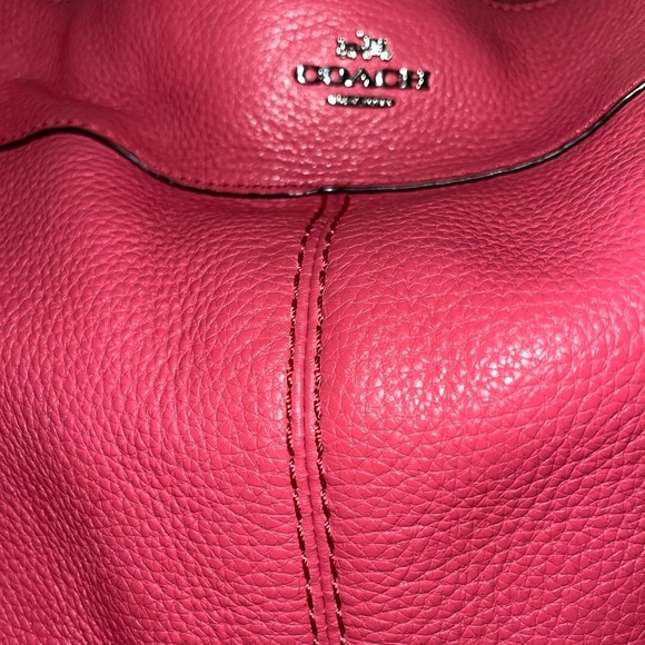 Coach Lexy Large Strawberry Pink Pebble Leather Shoulder Bag - Picture 3 of 16